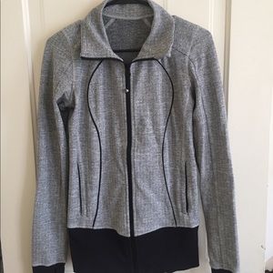 Lululemon full zip jacket, black/white herringbone
